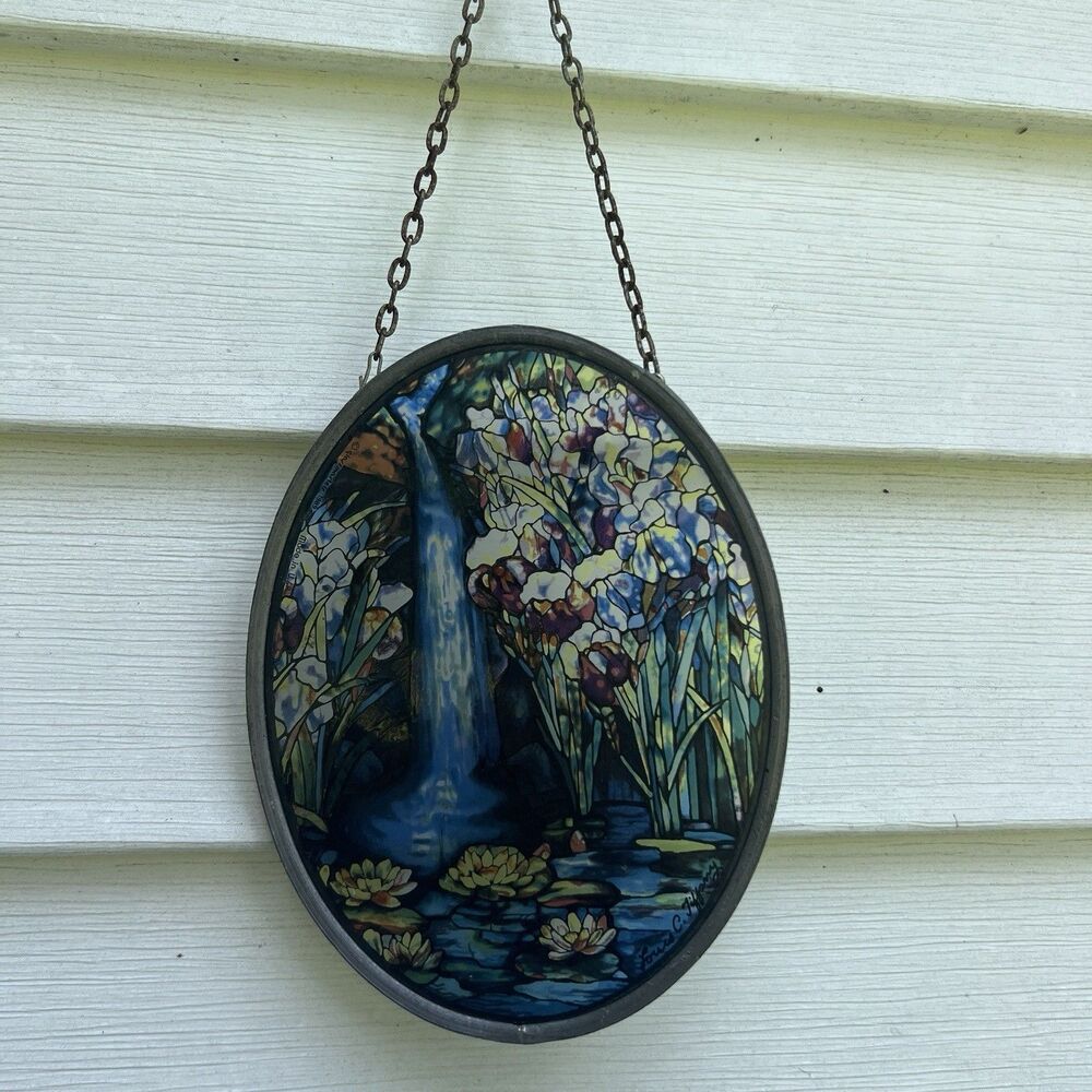 Vintage 1989 Glassmasters Louis C Tiffany Waterfall Stained Glass Suncatcher